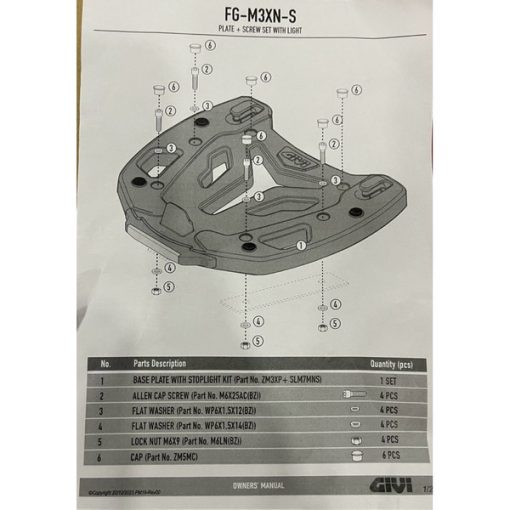 ĐẾ GIVI FG-M3XN-S CÓ ĐÈN